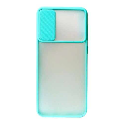 StraTG Clear and Turquoise Case with Sliding Camera Protector for Oppo Reno 3 - Stylish and Protective Smartphone Case