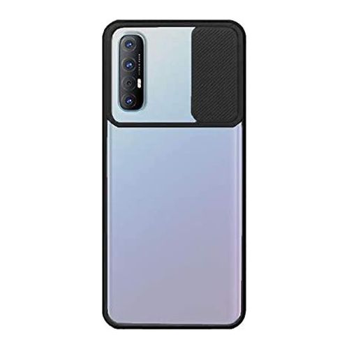 StraTG Clear and Black Case with Sliding Camera Protector for Oppo Reno 3 Pro - Stylish and Protective Smartphone Case