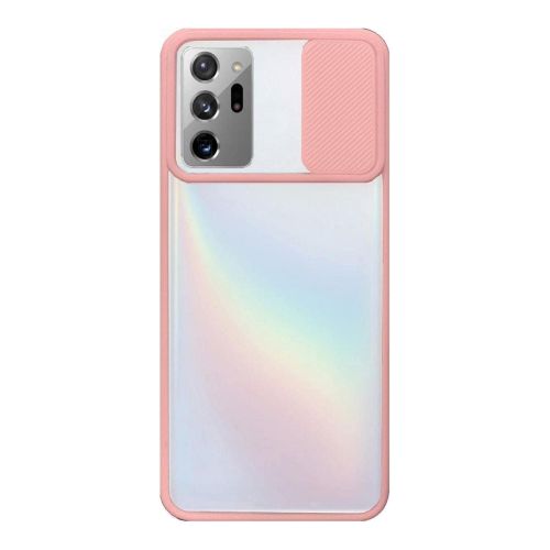 StraTG Clear and light Pink Case with Sliding Camera Protector for Oppo Reno 5 4G / Reno 5 5G - Stylish and Protective Smartphone Case