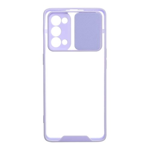 StraTG Clear and light Purple Case with Sliding Camera Protector for Oppo Reno 5 4G / Reno 5 5G - Stylish and Protective Smartphone Case