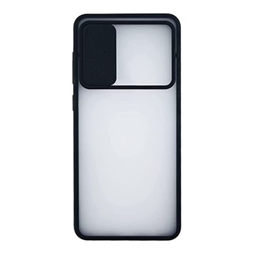 StraTG Clear and Black Case with Sliding Camera Protector for Oppo Reno 6 4G - Stylish and Protective Smartphone Case