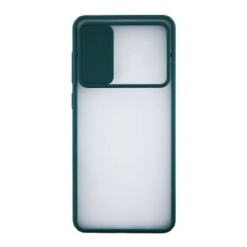 StraTG Clear and dark Green Case with Sliding Camera Protector for Oppo Reno 6 4G - Stylish and Protective Smartphone Case