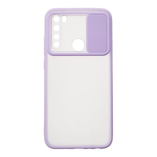 StraTG Clear and light Purple Case with Sliding Camera Protector for Xiaomi Redmi Note 8 (2019 / 2021) - Stylish and Protective Smartphone Case