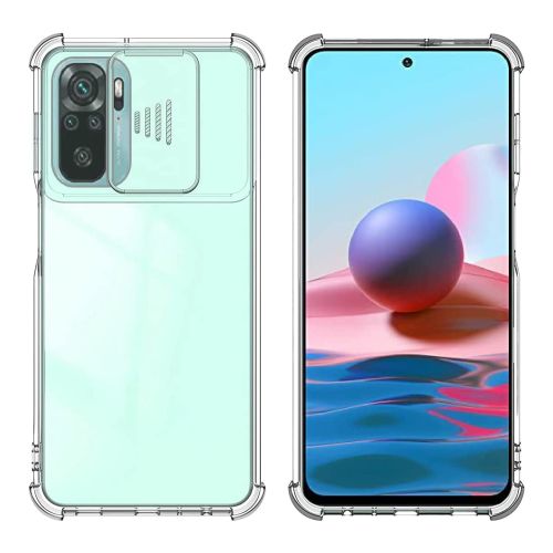 StraTG Gorilla Transparent Cover for Xiaomi Redmi Note 10 / Note 10s - Durable and Clear Smartphone Case with Slide Camera Protection