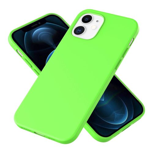 StraTG Bright Green Silicon Cover for iPhone 12 / 12 Pro - Slim and Protective Smartphone Case 