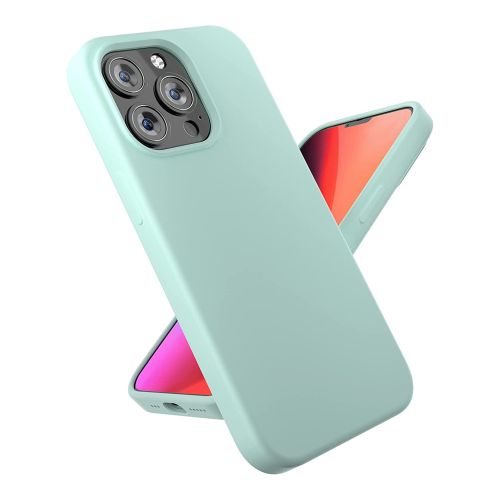 StraTG Mint Green Silicon Cover for iPhone 13 Pro - Slim and Protective Smartphone Case 