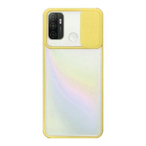 StraTG Clear and Yellow Case with Sliding Camera Protector for Oppo A32 / A33 / A53 - Stylish and Protective Smartphone Case