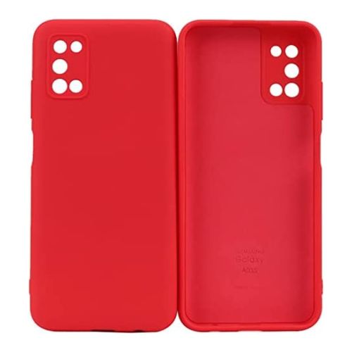 StraTG Red Silicon Cover for Samsung A03s - Slim and Protective Smartphone Case with Camera Protection