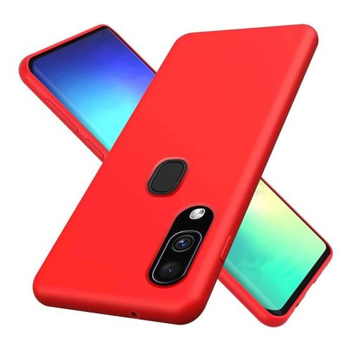 StraTG Red Silicon Cover for Samsung J4 Plus - Slim and Protective Smartphone Case [Feature]