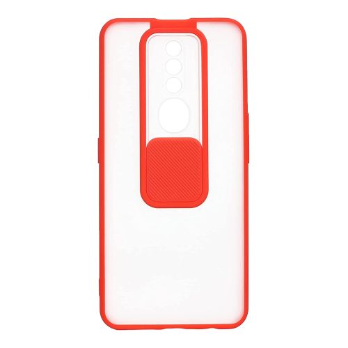 StraTG Clear and Red Case with Sliding Camera Protector for Oppo F11 Pro - Stylish and Protective Smartphone Case