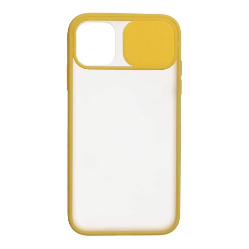 StraTG Clear and Yellow Case with Sliding Camera Protector for iPhone 11 - Stylish and Protective Smartphone Case