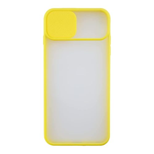 StraTG Clear and Yellow Case with Sliding Camera Protector for iPhone 11 Pro Max - Stylish and Protective Smartphone Case