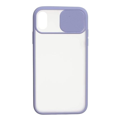 StraTG Clear and light Purple Case with Sliding Camera Protector for iPhone XR - Stylish and Protective Smartphone Case
