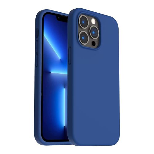 StraTG Blue Silicon Cover for iPhone 13 Pro - Slim and Protective Smartphone Case 