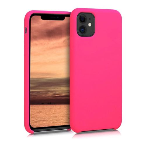 StraTG Bright hot Pink Silicon Cover for iPhone 11 - Slim and Protective Smartphone Case 