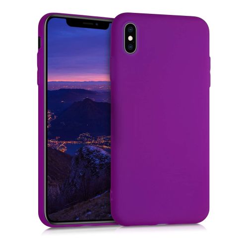 StraTG Bright Purple Silicon Cover for iPhone XS Max - Slim and Protective Smartphone Case 