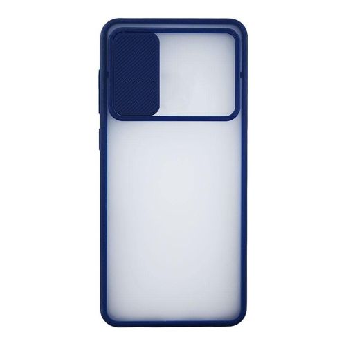 StraTG Clear and dark Blue Case with Sliding Camera Protector for Samsung A52 4G / A52 5G / A52s - Stylish and Protective Smartphone Case