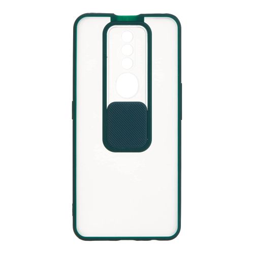 StraTG Clear and dark Green Case with Sliding Camera Protector for Oppo F11 Pro - Stylish and Protective Smartphone Case