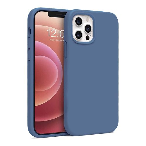 StraTG Blue Silicon Cover for iPhone 12 / 12 Pro - Slim and Protective Smartphone Case 