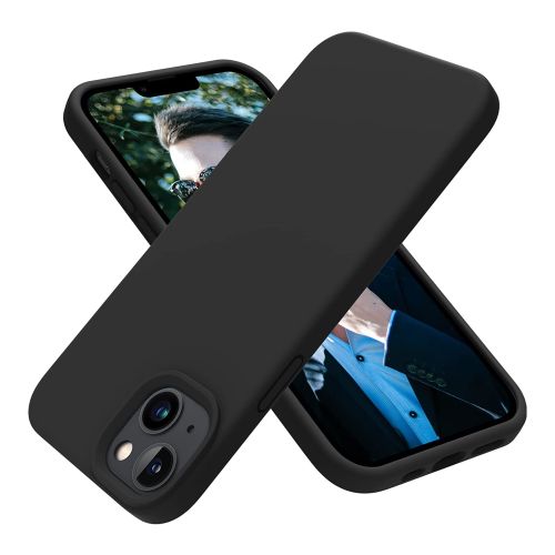 StraTG Black Silicon Cover for iPhone 14 - Slim and Protective Smartphone Case 