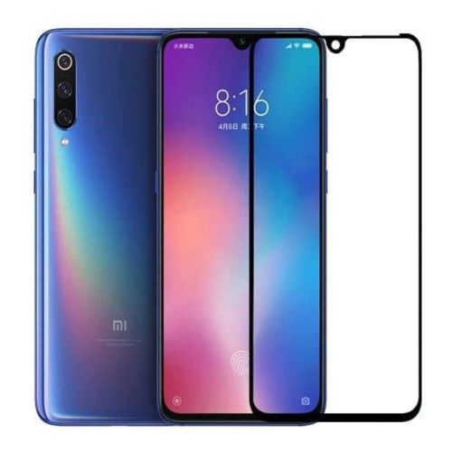 ستراتيجى اسكرينة حماية شاشة موبايل Xiaomi Mi 9 - زجاج - احمى شاشة جوالك - أطار أسود