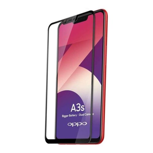 ستراتيجى اسكرينة حماية شاشة موبايل Oppo A3s - زجاج - احمى شاشة جوالك - أطار أسود