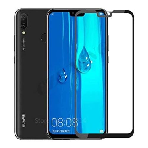 StraTG Huawei Y9 2019 Glass Screen Protector - Crystal Clear Protection for Your Smartphone Display - Black Frame