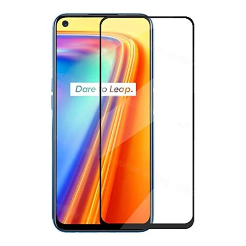 ستراتيجى اسكرينة حماية شاشة موبايل Oppo Realme 7 - زجاج - احمى شاشة جوالك - أطار أسود