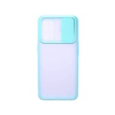 StraTG Clear and Turquoise Case with Sliding Camera Protector for Oppo A3s - Stylish and Protective Smartphone Case