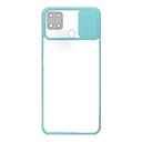 StraTG Clear and Turquoise Case with Sliding Camera Protector for Oppo A15 / A15s - Stylish and Protective Smartphone Case