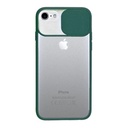 StraTG Clear and dark Green Case with Sliding Camera Protector for iPhone 7 / 8 / SE 2020 / SE 2022 - Stylish and Protective Smartphone Case