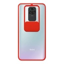 StraTG Clear and Red Case with Sliding Camera Protector for Xiaomi Redmi Note 9 - Stylish and Protective Smartphone Case