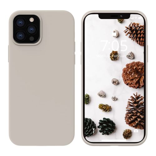 [MACO-701994] StraTG Light Grey Silicon Cover for iPhone 12 Pro Max - Slim and Protective Smartphone Case 